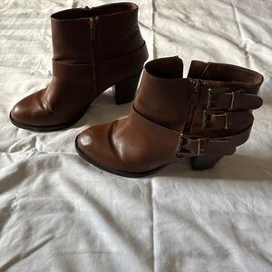 Charlotte Russe Brown Ankle Boots with Buckle Detail